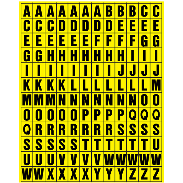 QS.75INCH COMBO LETTERS BLACK ON YELLOW EBAY PICTURE
