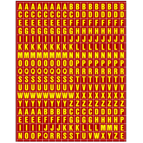 Yellow On Red Combo Letters